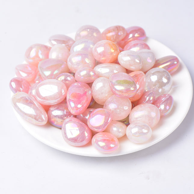 Aura Rose Quartz Tumbled Stones