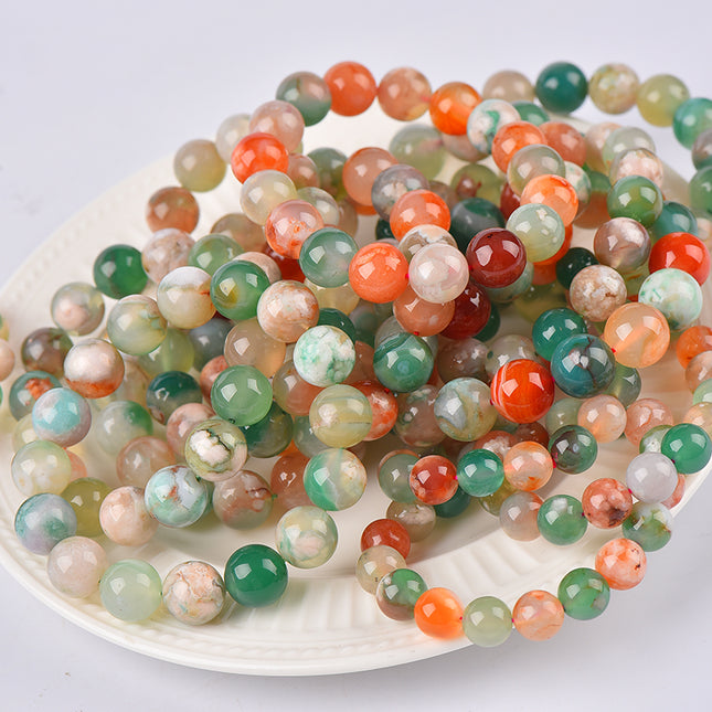 Crystal bracelet green flower agate bracelet