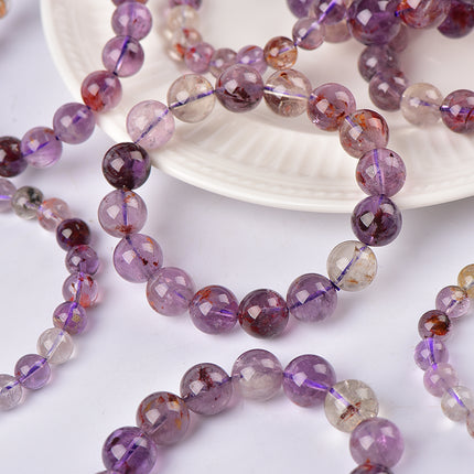 Close view of amethyst garden bracelet beads