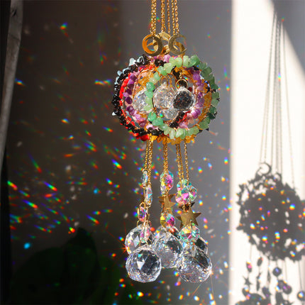 Crystal chip-Crystal chips circle hanger / dream catcher / sun catcher for wholesale price