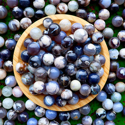 Crystal mini spheres black flower agate mini spheres