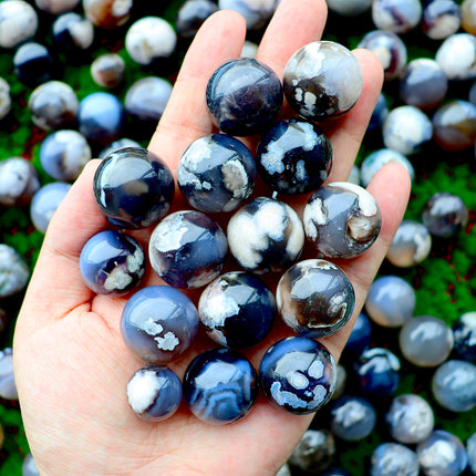 Crystal mini spheres black flower agate mini spheres