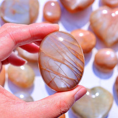 Peach Moonstone palm stone