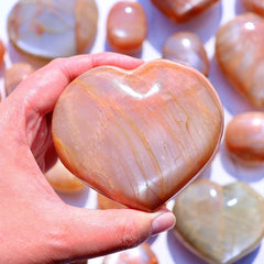 crystal carving-peach moonstone heart wholesale for B2B supplier