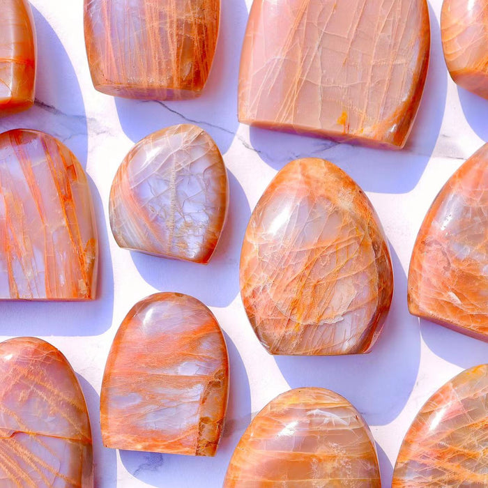 Crystal freeform-Peach moon stone freeform for wholesale price
