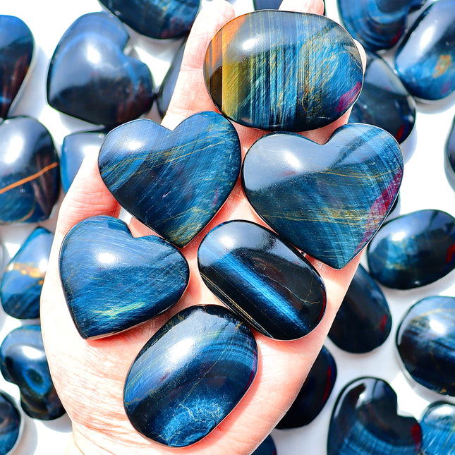 Crystal palm Blue tiger eye heart and palms