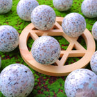 Crystal spheres kiwi jasper spheres