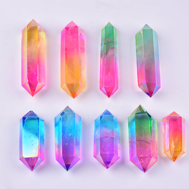 crystal tower two color of aura clear quartz double points wholesale for B2B supplier
