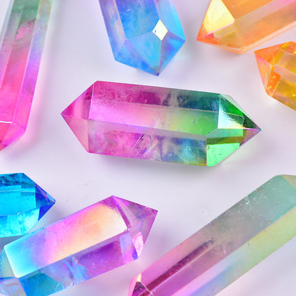 crystal tower two color of aura clear quartz double points wholesale for B2B supplier photo 2