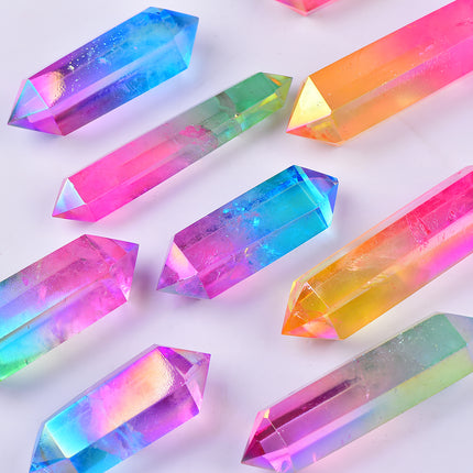 crystal tower two color of aura clear quartz double points wholesale for B2B supplier photo 3