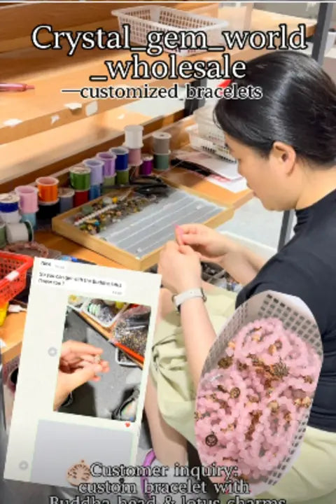 Custom crystal bracelet being made by hand
