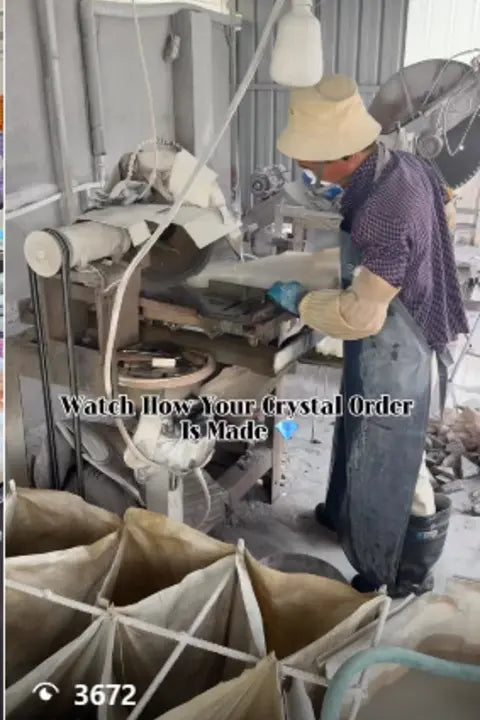 Worker making a crystal order in the production workshop